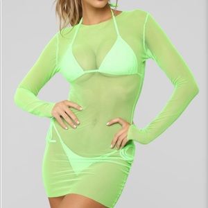 Neon green mesh cover up BRAND NEW